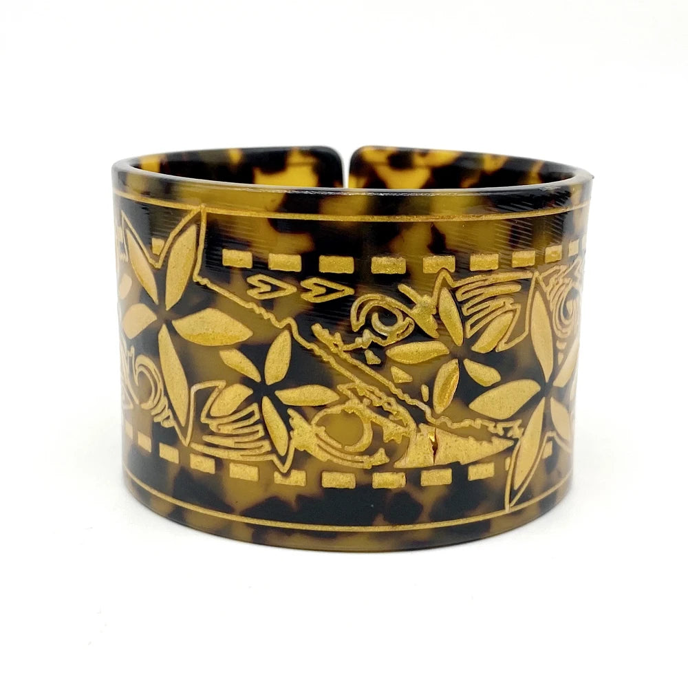 Cuff Bangles with Flowers Turtle Tribals Engraved