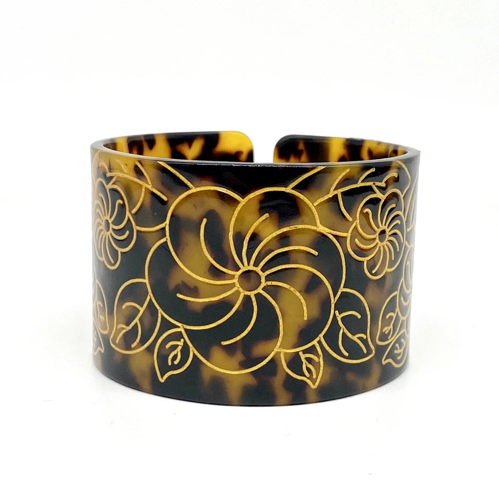 Cuff Bangles with Flowers Turtle Tribals Engraved