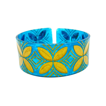 Pacific Tropical Plumeria Flower Acrylic Cuff Bangles Bracelet