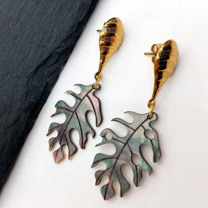 Pearl Monstera Leaf Geometry Flower Niche Hawaiian Handmade Jewelry