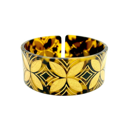 Pacific Tropical Plumeria Flower Acrylic Cuff Bangles Bracelet