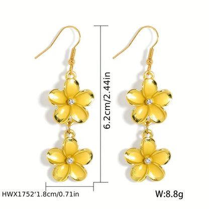 Hawaiian Samoa Design Gold Plated Plumeria Flower Pikake Earrings