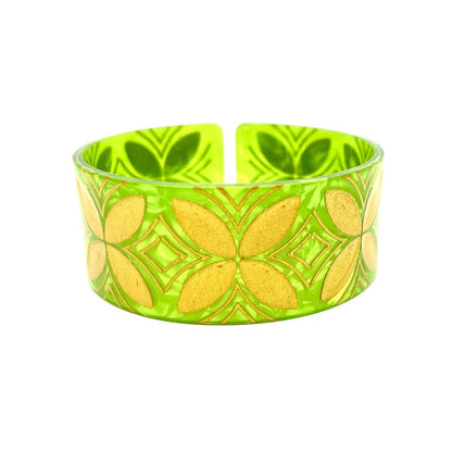 Pacific Tropical Plumeria Flower Acrylic Cuff Bangles Bracelet